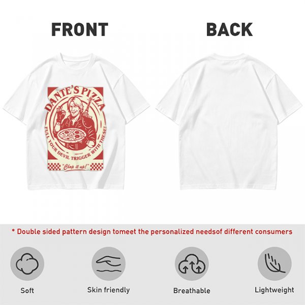 Dante's Pizza Devil Trigger Themed Graphic T-Shirt