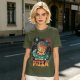 Olive t-shirt with space pizza alien graphic and 'We Came in Pizza' text