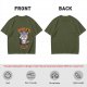 Olive t-shirt with cute wolf vanity graphic and playful text