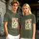 Olive T-shirt with Earthbender Character Vintage Art Print