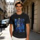 Olive T-Shirt with Cosmic Anime Character Graphic Print