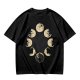 Olive T-Shirt With Cat Phases Moon Cycle Graphic Print