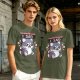 Olive t-shirt with angry gaming wolf graphic and funny apology text