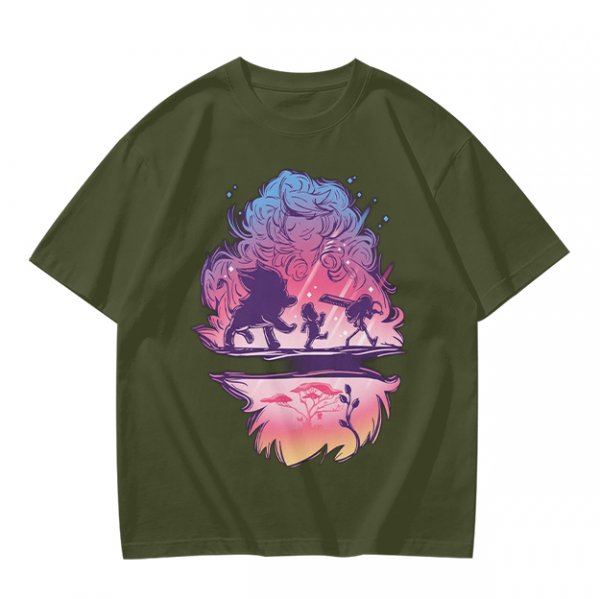 Olive T-Shirt With Fantasy Silhouette Group Art Print