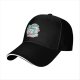Black Baseball Cap with Cute Cartoon Juice Box Character Print