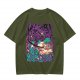 Olive T-Shirt With Anime Swordsman Graphic Print