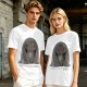 Olive T-shirt with Angry Cat in Hooded Cloak Graphic Print