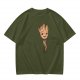 Olive Green T-Shirt with Smiling Baby Groot Graphic