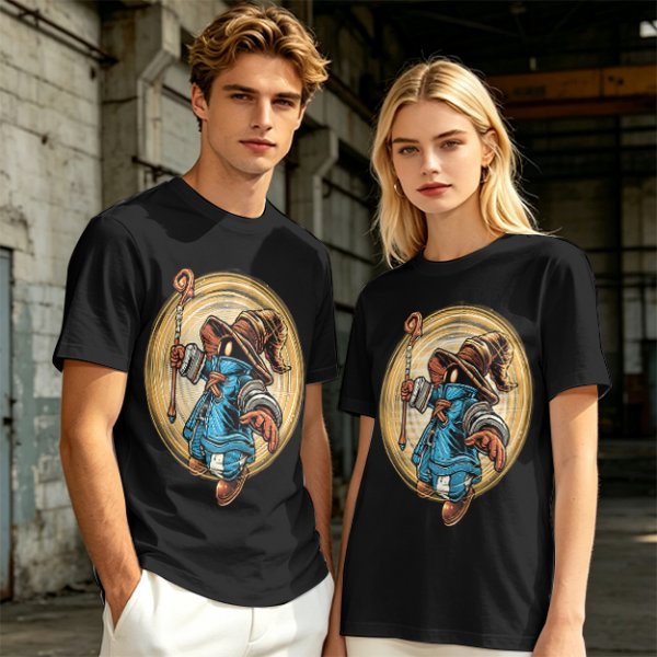 Olive T-Shirt With Fantasy Wizard Character Graphic Print