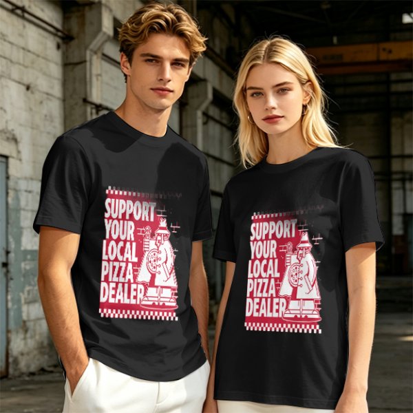 Support Your Local Pizza Dealer Graphic Olive T-Shirt