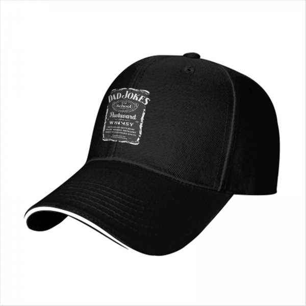 Black baseball cap with Dad Jokes Old School Awkward Whimsy label print