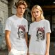 Olive Graphic T-Shirt with Skull and 'I Love My Job' Print