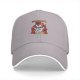 Black baseball cap with angry cartoon dog surrounded by flames graphic