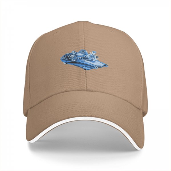 Black Baseball Cap With Blue Retro Car Graphic Print