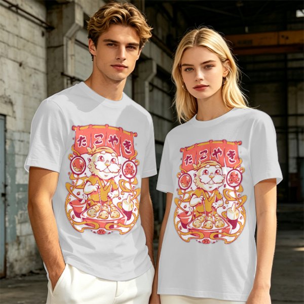 Olive T-Shirt with Cute Takoyaki Chef Graphic Print