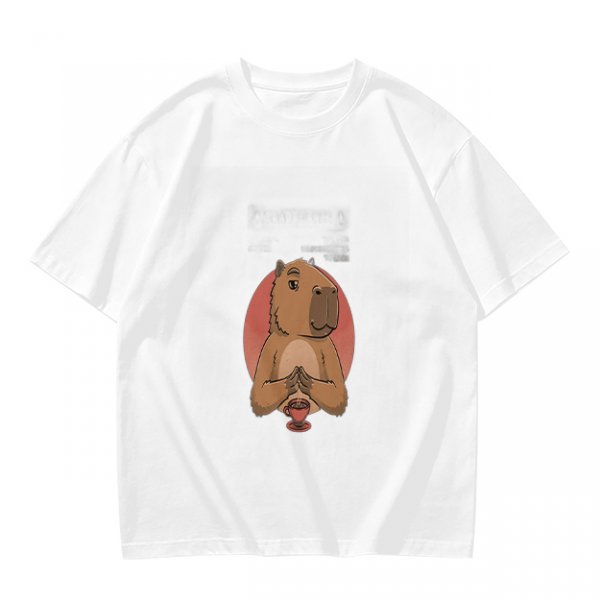 Olive Green T-Shirt With Cute Praying Capybara Graphic