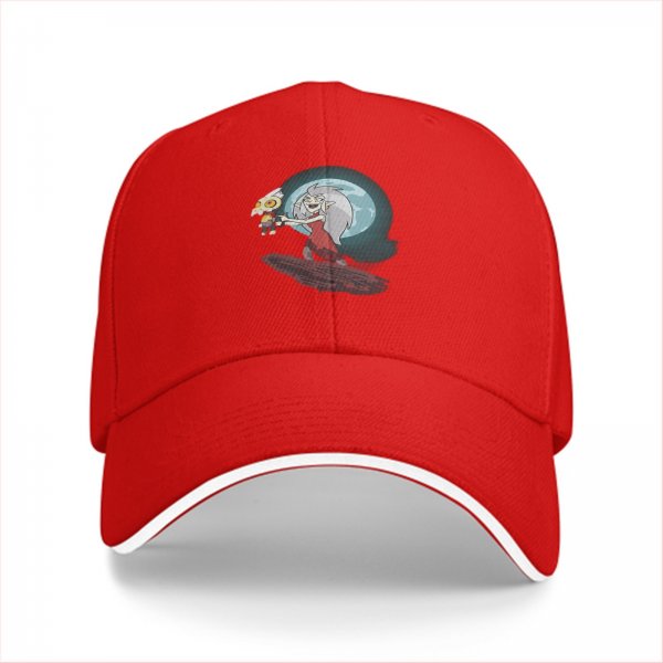 Black baseball cap with The Owl House Eda and King graphic print