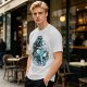 Olive T-shirt with Waterbender Character and Wave Art Print