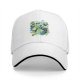 Black baseball cap with tiny drinks soda and alien graphic print