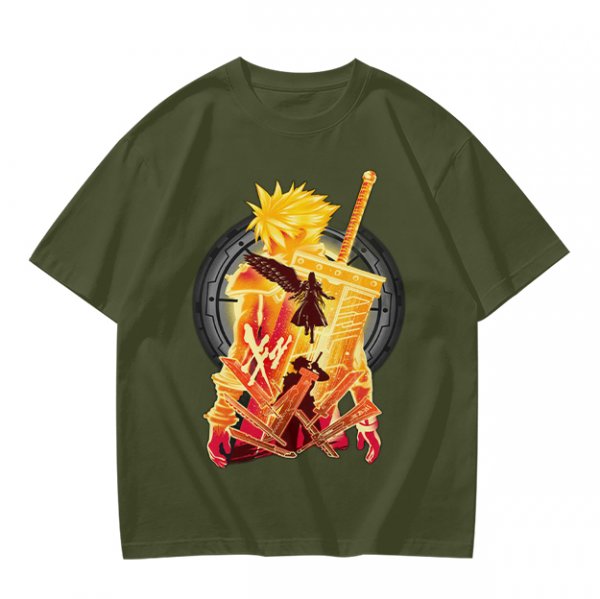 Final Fantasy VII Inspired Graphic T-Shirt with Character and Sword Art