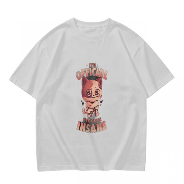 Olive Graphic T-Shirt With Insane Cat Illustration And Text