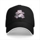 Black baseball cap with cute Mount Fuji character graphic design