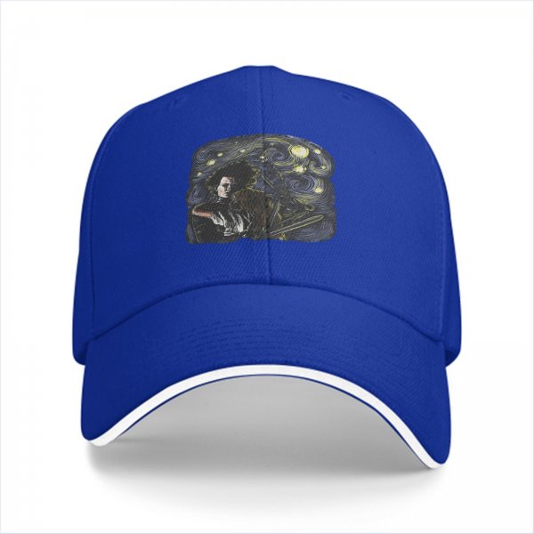 Black Baseball Cap With Starry Night Edward Scissorhands Art Print