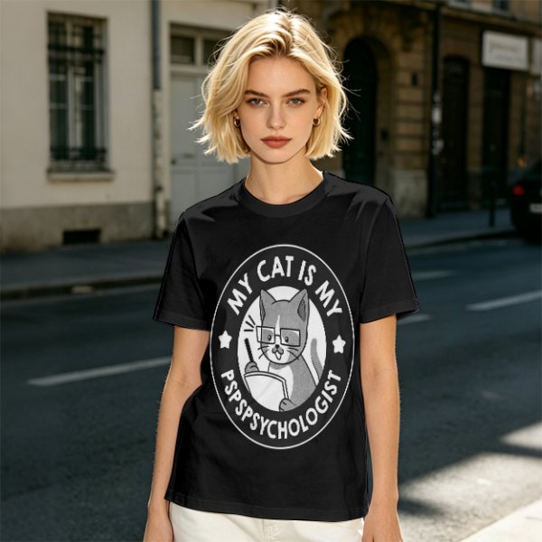 My Cat Is My Pspsychologist Funny Graphic T-Shirt