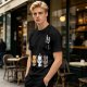 Olive T-Shirt With Cute Kitten Illustrations And Text Print