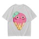 Olive T-Shirt With Cute Melting Pink Ice Cream Cone Graphic