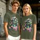 Olive T-Shirt With Whimsical Pikmin Themed Tea Party Art