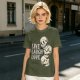 Olive Graphic T-Shirt with Live Laugh Love and Stacked Skulls