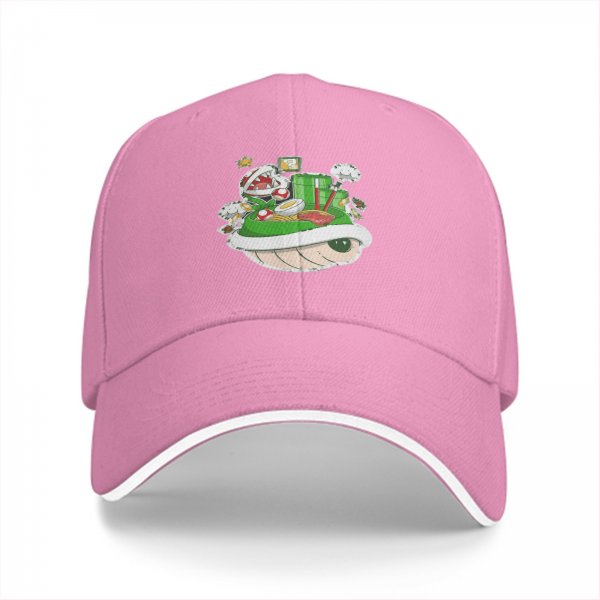 Black Baseball Cap With Super Mario Themed Ramen Artwork