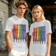 Olive T-Shirt With Rainbow Pride Cats Graphic