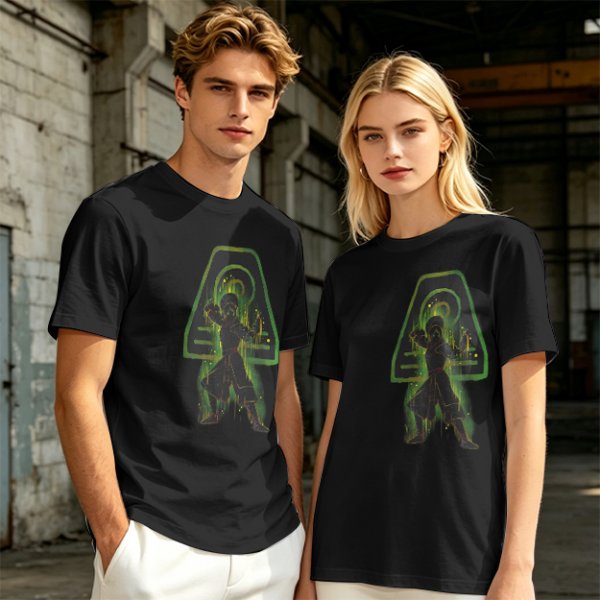 Olive T-shirt with Earth Bender Silhouette Graphic