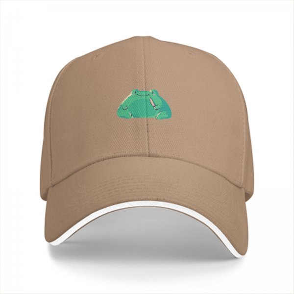 Black Baseball Cap With Cute Green Frog Graphic