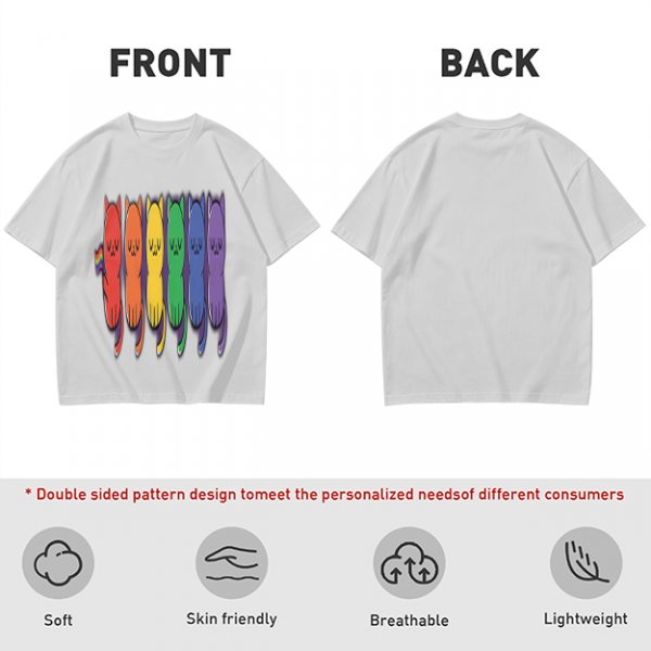 Olive T-Shirt With Rainbow Pride Cats Graphic