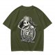 Olive t-shirt with skeleton graphic and 'Cheers! I'm Having Another Crisis' text