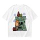 Olive T-shirt with Peanuts-style He-Man Castle Grayskull Graphic