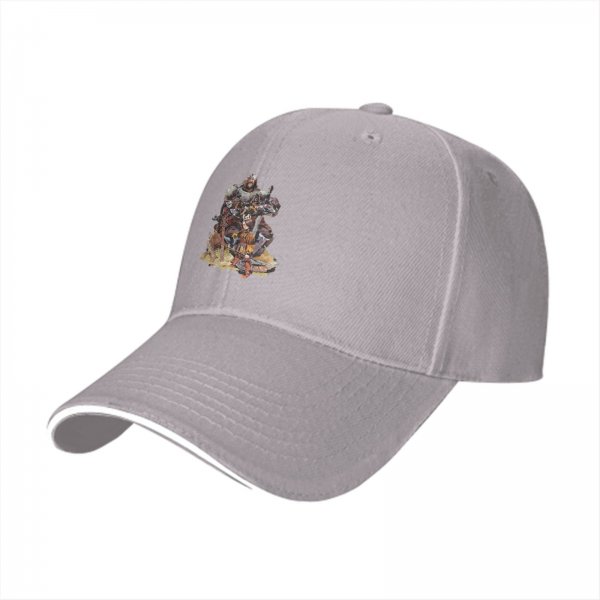 Black Baseball Cap with Fantasy Warrior and Companion Art Print
