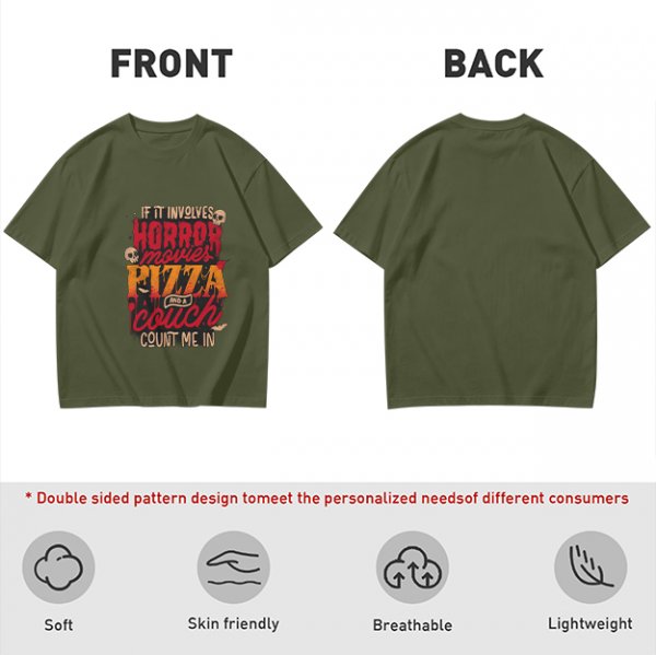 Horror Movies Pizza Couch Count Me In Graphic T-Shirt
