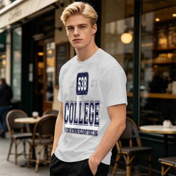Olive College Graphic T-Shirt with 538 Print Design
