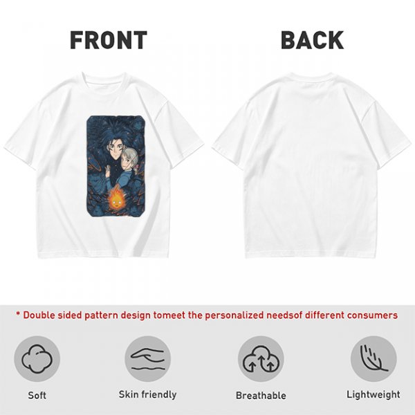 Howl's Moving Castle Anime Graphic Olive T-Shirt