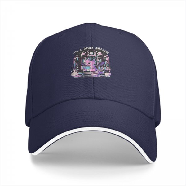 I'm a Book Dragon Baseball Cap with Cute Dragon Reading Art