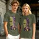 Olive T-Shirt with Frankenstein Monster Portrait Print