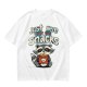 Olive green t-shirt with 'Just Here for the Snacks' and raccoon graphic