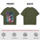 Olive T-Shirt with Cyberpunk Pink Cat and Robotic Tech Print