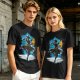 Olive T-Shirt With Fantasy Martial Artist Silhouette Graphic