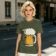 Olive Green T-Shirt With Funny Sheep Beer Mug Graphic
