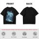 Olive Green T-Shirt With Abstract Blue Water-Inspired Print